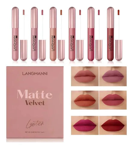 C 6 Colores De Lápiz Labial Mate De Terciopelo Líquido ...