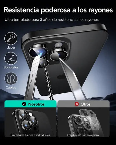 Protector Mica Lente Cámara para iPhone Individual Metal | Grado B