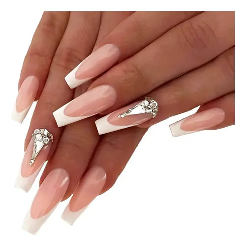 24 Uñas Postizas con Parches Adhesivos y Pegamento | Grado B