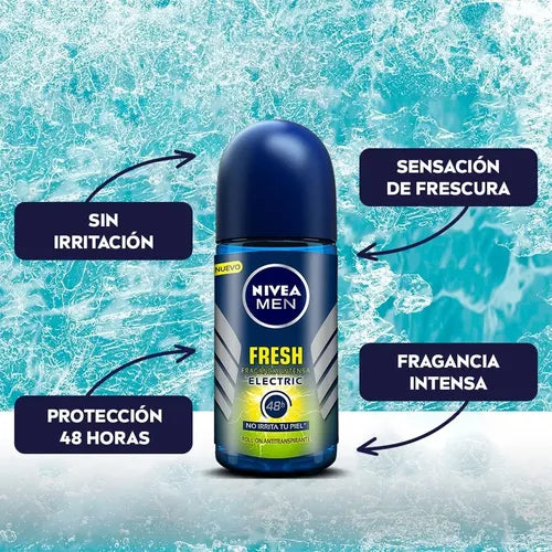 Desodorante Nivea Men Fresh Electric sin Alcohol 50 ML 48H Masculina Intensa | Grado B