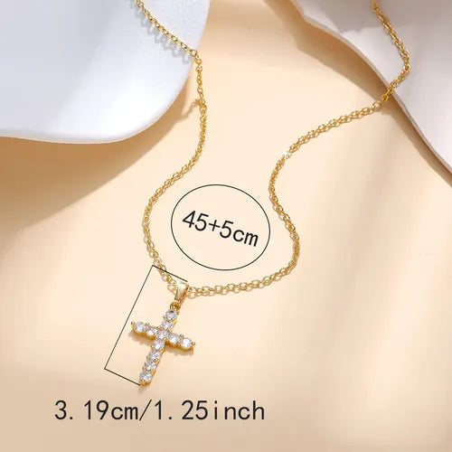 Collar con Forma de Cruz Dorada para Mujer con Delicado Colg | Grado B