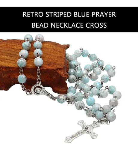 CATHOLIC ROSARY BEADS NECKLACE PRAYER CRUCIFIX