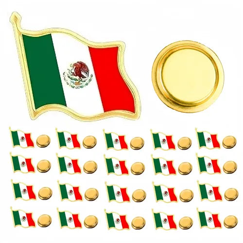 20 Broches Magnéticos con Bandera de México | Grado B