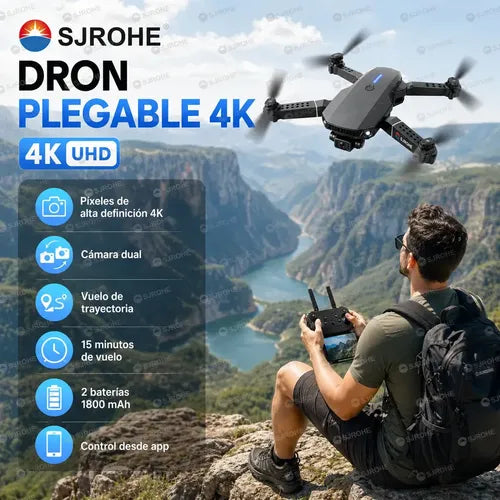 Mini Dron Sjrohe con Doble Cámara 4K, Giro 360, 4 Hélices de Repuesto y 2 Baterías Color Gris | Grado B