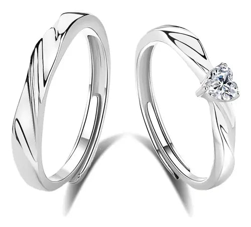 Anillos de Promesa Joyería Color Plateado para Mujer Ajustables | Grado B
