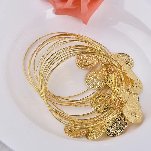 PULSERAS ELÁSTICAS DE GASA PARA LA DANZA VIENTRE CON MONEDAS 1