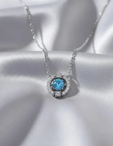 Collar de Cristal Azul con Estuche de Regalo | Grado B