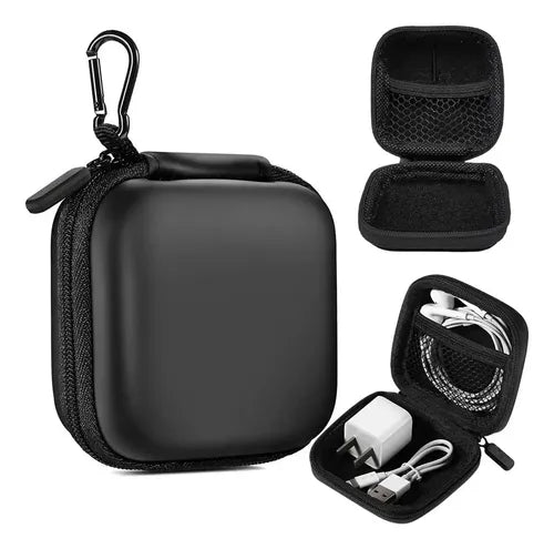 Estuche Organizador para Cables Cargador y Audífonos Color Negro | Grado B