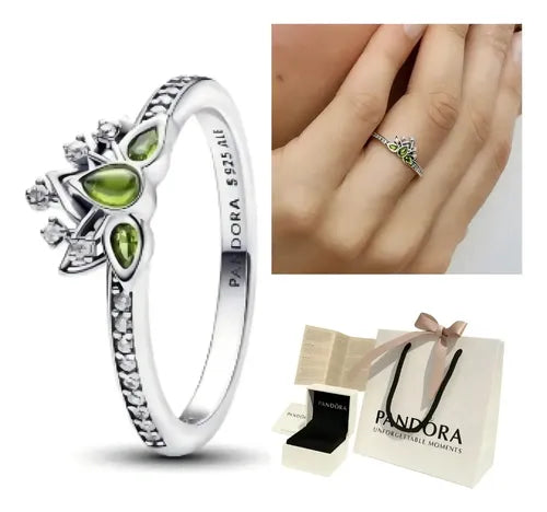 Anillo Solitario Corona con Piedra Color Plateado