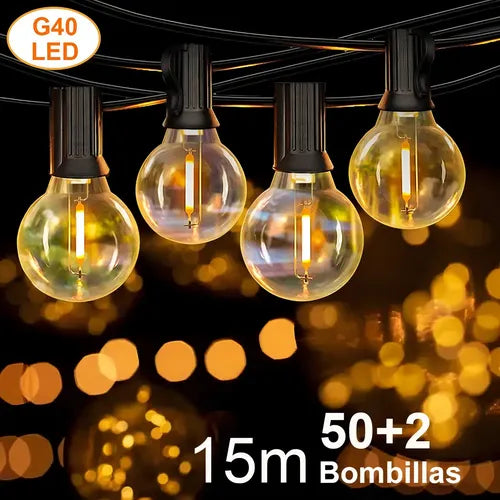 Guirnalda de Luces 50 Focos Exteriores Impermeables LED de 15 M Blanco | Grado B