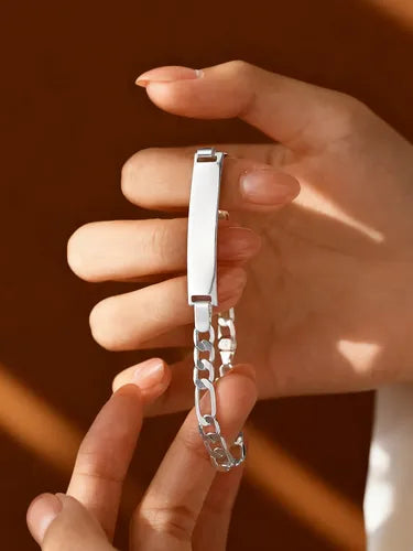 Pulsera Elegante de Cobre con Acabado Color Plateado 4.5 cm | Grado B