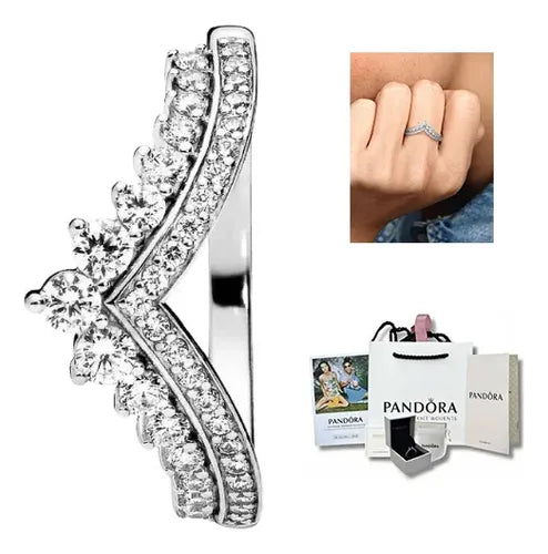 Anillo de Corona de Princesa Color Plateado | Grado B