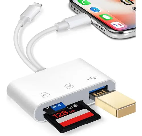 Lector de Tarjetas SD 3 en 1 de Doble Línea para iPhone y iPad | Grado B