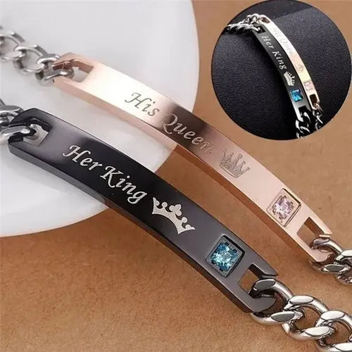 Pulseras de Pareja Rey y Reina 5.4 cm y 43.18 cm | Grado B