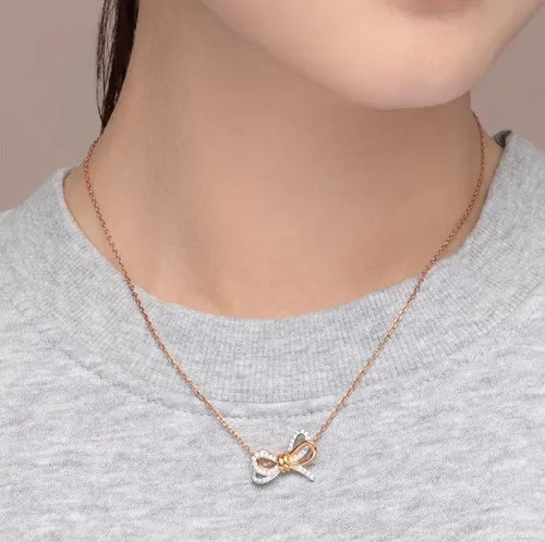Collar de Cisne con Cristal Color Dorado Rosa | Grado B