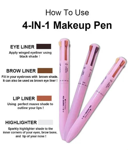 SET DE BOLÍGRAFOS DE MAQUILLAJE MULTIFUNCIÓN 4 EN 1: LÁPIZ D 2