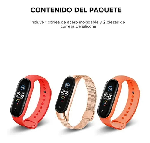 Correa Acero Inoxidable Para Xiaomi Mi Band 5 Iforu 3 Piezas 1 ACERO 2 SILICONA  GRADO A