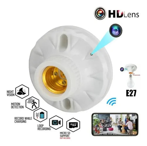 PORTALAMPARAS REALES MINI CAMARA OCULTA 1080P WIFI APP 4K GRADO B