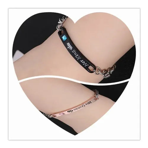 Pulseras de Pareja Rey y Reina 5.4 cm y 43.18 cm | Grado B