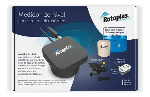 MEDIDOR NIVEL DE AGUA CON SENSOR ULTRASÓNICO SOLAR ROTOPLAS NEGRO GRADO B