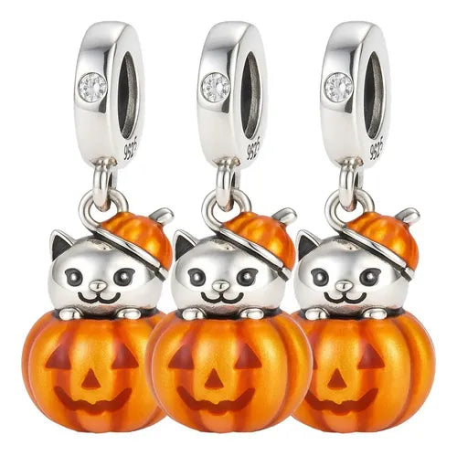 Charm con Forma de Calabaza de Halloween Color Plateado y Naranja | Grado B