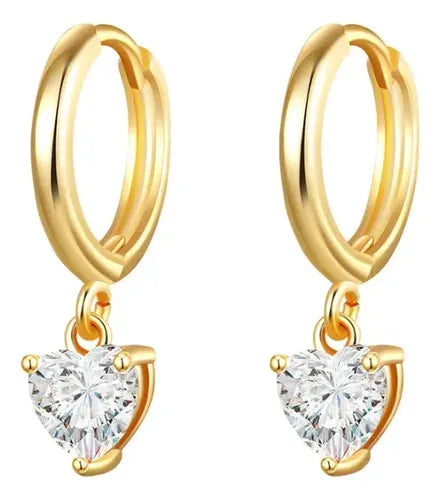 Aretes con Piedra Moissanita Color Dorado | Grado B