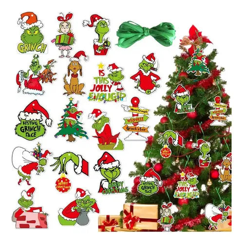 Set de 32 Adornos Colgantes del Grinch para Árbol de Navidad | Grado B