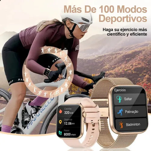 Smartwatch Reloj Inteligente para Mujer de 1.85 Pulgadas con Llamadas Bluetooth BW0439 Color Dorado Milanés | Grado B