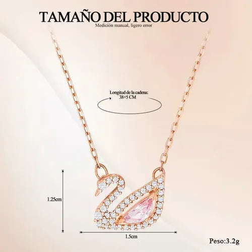 Collar de Cisne con Cristal Color Dorado Rosa | Grado B