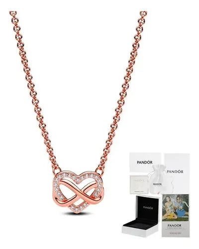 Collar Símbolo de Infinito Brillante Color Dorado Rosa