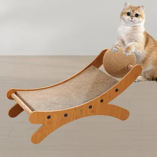 ACCESORIO DE BOLA RASCADORA ONDULADA PARA GATOS, SISAL DORADO