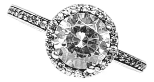 Anillo Doble Halo Brillante Color Plateado | Grado B