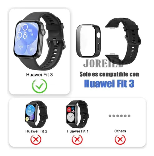 correa silicón premium para huawei watch fit 3 case con mica