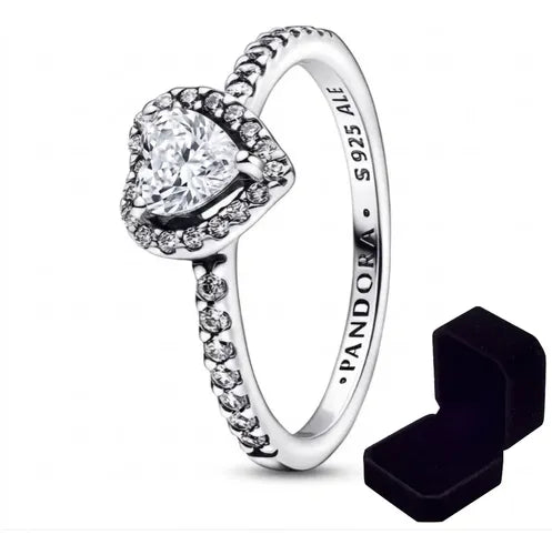 Anillo con Corazón Elevado Color Plateado | Grado B