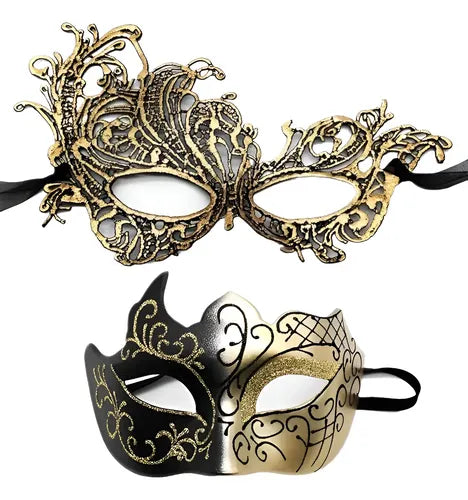 2 Antifaz Fiesta Mascaras Halloween Pareja Carnaval Cosplay | Grado B