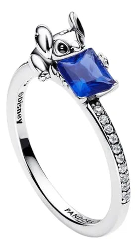 Anillo con Gema Color Blanco Talla 7 Color Plateado