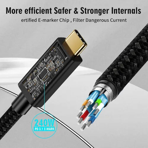 Cable USB C a C de 1M,80Gbps 240W para THUNDERBOLT5/4/USB4 | Grado B