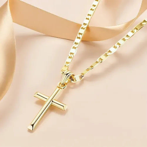 Collar de Cadena con Dije de Cruz en Acero Inoxidable para Mujer | Grado B