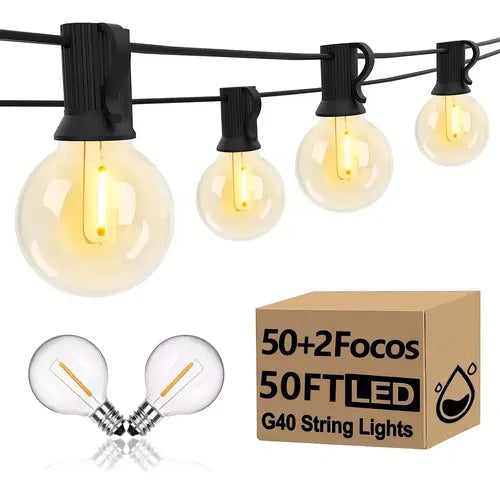 Guirnalda de Luces 50 Focos Exteriores Impermeables LED de 15 M Blanco | Grado B