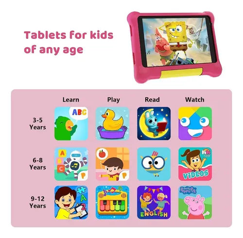 TABLET MODERNESS TK707 PARA NIÑOS DE 7 CON 32GB Y ANDROID 12 ROSA