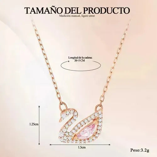 Kit de Collar con Diseño de Cisne Rosa Color Dorado | Grado B