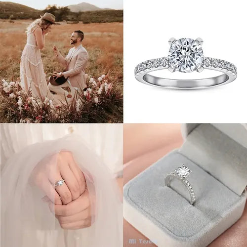 Anillo de Promesa para Mujer Talla 6 Color Plateado