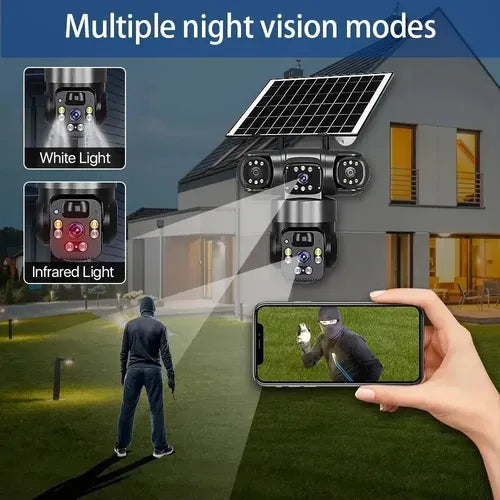 Cámara de Vigilancia Solar Xinshi 4G Full HD con Visión Nocturna a Color y 3 Lentes | Grado B