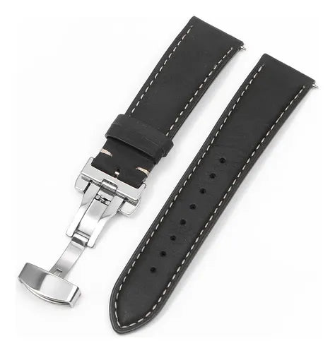 Correa de Reloj de Cuero Premium Estilo Ejecutivo Color Negro 2 cm | Grado B