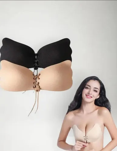 Brasier Strapless Push Up Invisible Negro Floreado Talla 38C-38D | Grado B