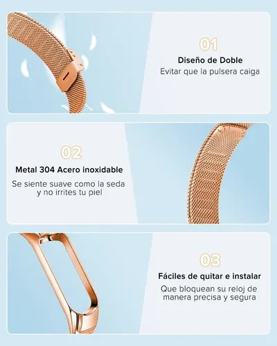 Correa Acero Inoxidable Para Xiaomi Mi Band 5 Iforu 3 Piezas 1 ACERO 2 SILICONA  GRADO A