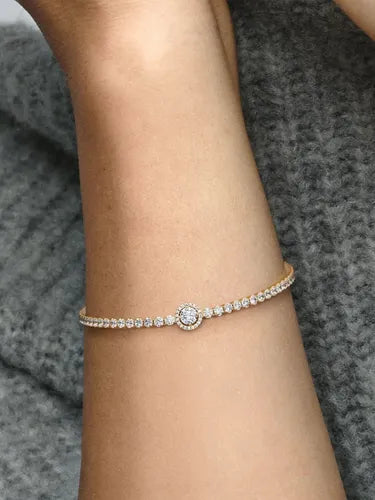 Pulsera con Cristales Centelleantes Color Plateado | Grado B