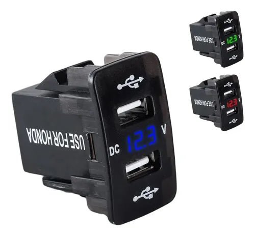Dual Puertos USB 12V Cargador Batería Coche con Voltímetro | Grado B