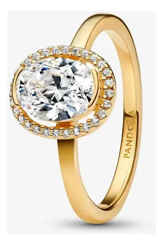 Anillo Doble Halo Brillante Color Plateado