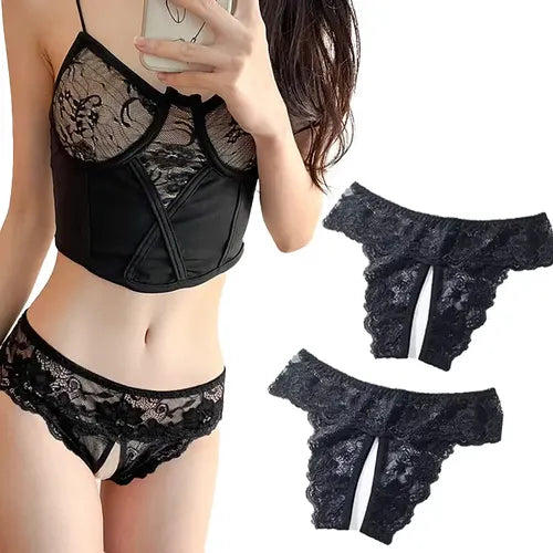 2pcs Ligeros Sensuales Calzones Encaje Ropa Interior Grande